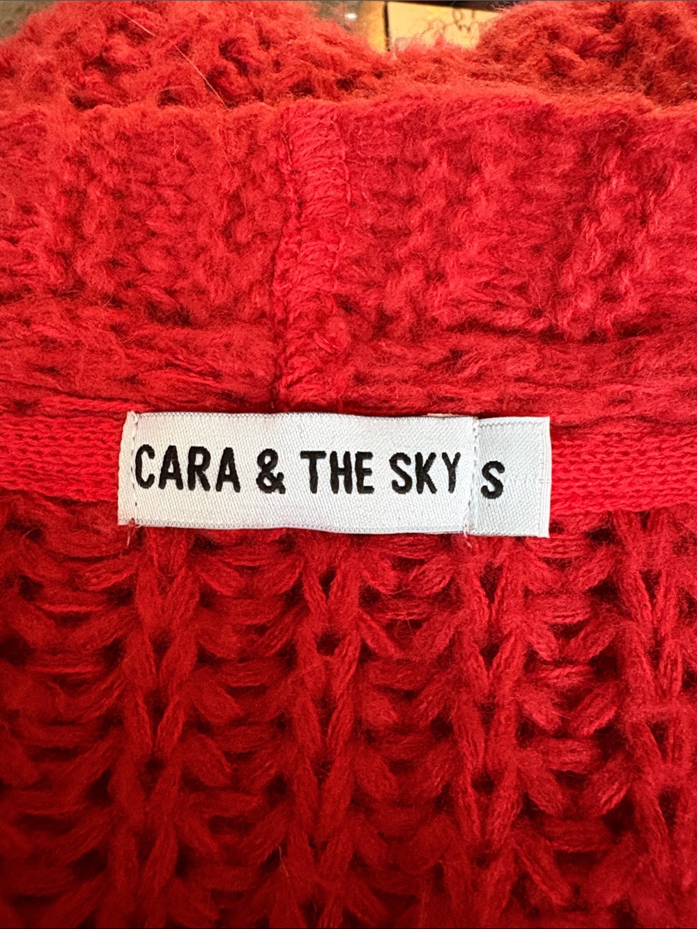 Open-Front Red Cable Knit Long Cardigan Sweater - Picture 2 of 2